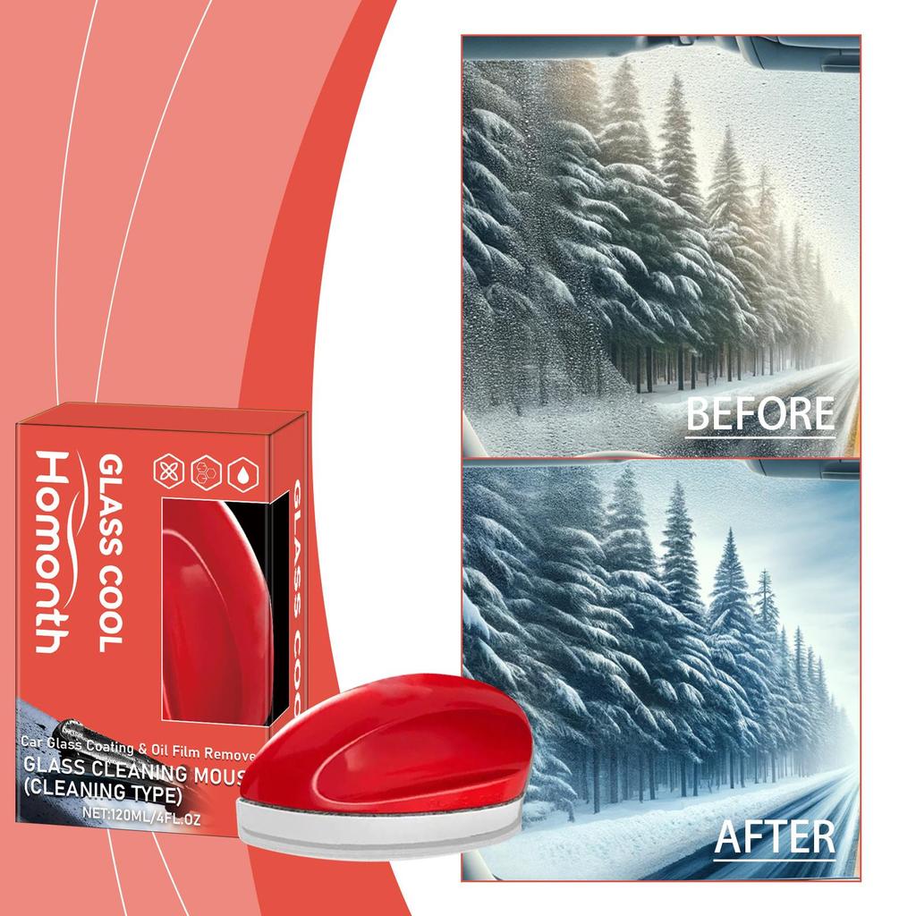 120ml Homonth Car Glass Glossy Powerful Car Windshield Cleaner Oil Film Remover Car Window Glass Cleaner Removes Dirt Car Cleaning Brush