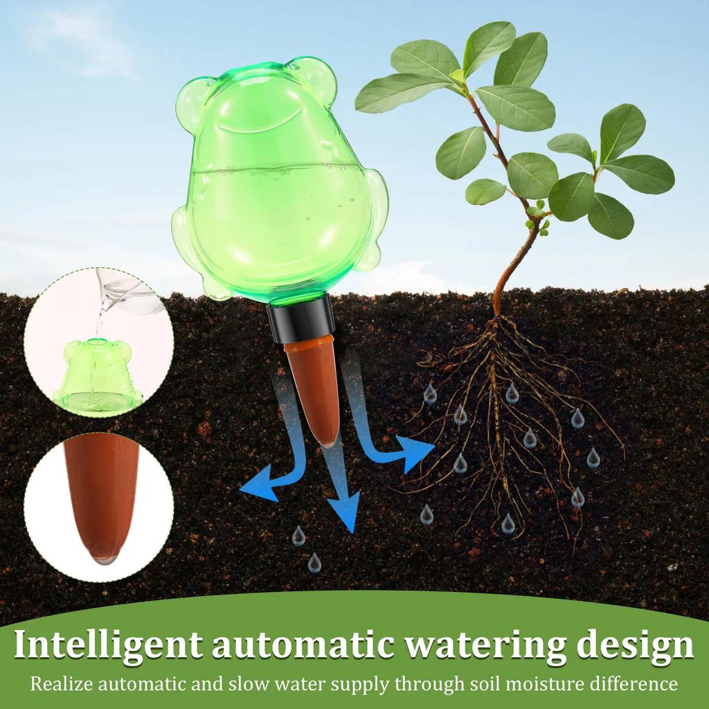 4Pcs Automatic Plant Watering Bulbs 375ml Clear Frog Style Self Watering Globe Insert Drip Irrigation System Garden Accessories