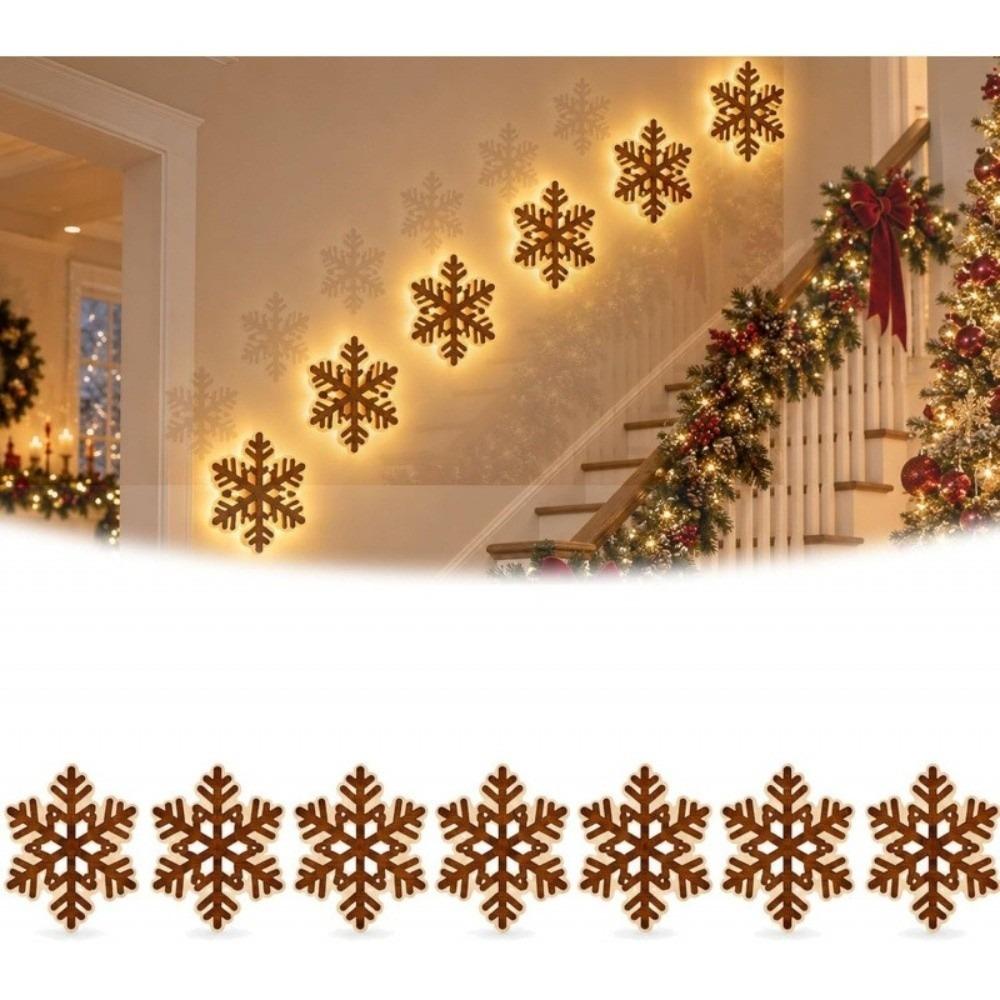7pcs Warm White Light Christmas Wall Stickers Lighted Christmas Decorations Fireplace Decoration