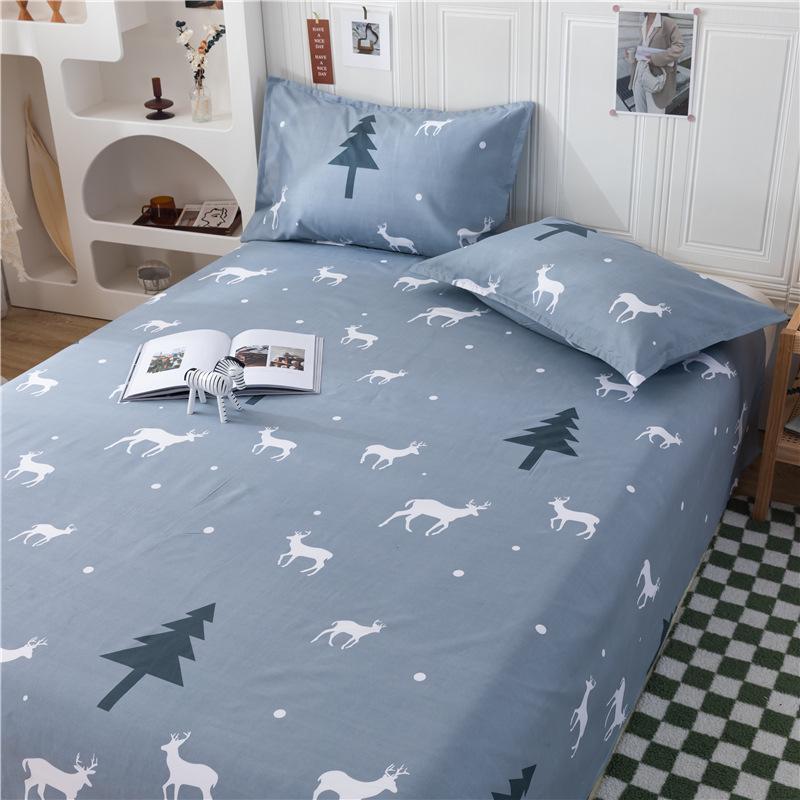 Winter Single Bed Sheet and Quilt Cover Set - 1.5m, Washed Cotton, Includes Pillowcase, Dormitory Style