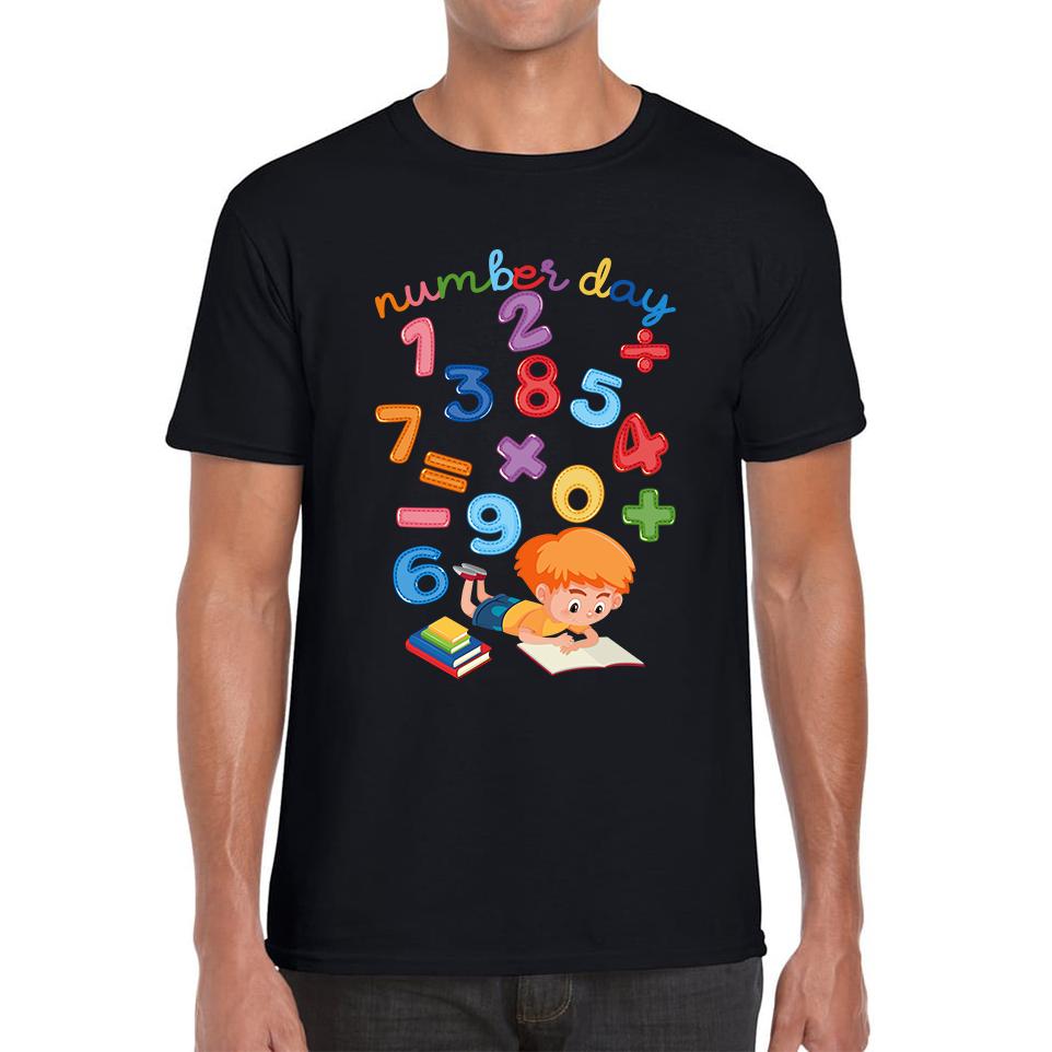 Numbers Day Colourful Numbers Maths Day School Charity Day Mathletics Mens Tee Top S
