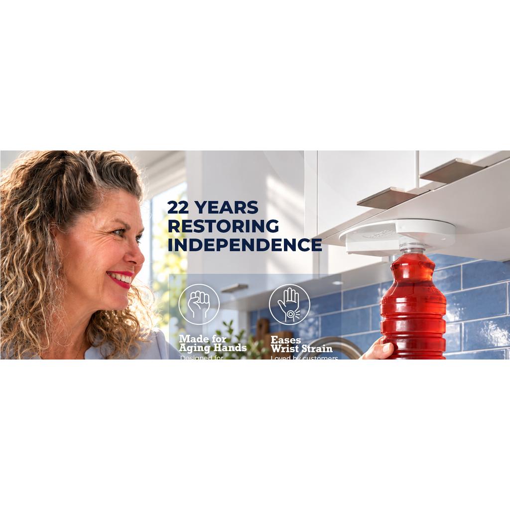 EZ Off One-Handed Jar Opener for Seniors, Under Cabinet, Arthritis Assistance