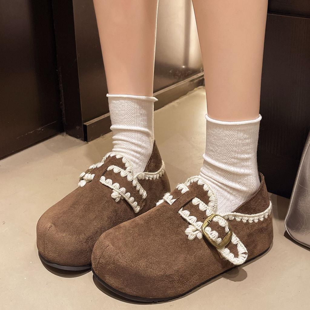 High-value Bag Head Single Shoes for Women, Fashionable and Versatile and Comfortable Thick-soled Lazy Single Shoes for Women 2025 Autumn and Win