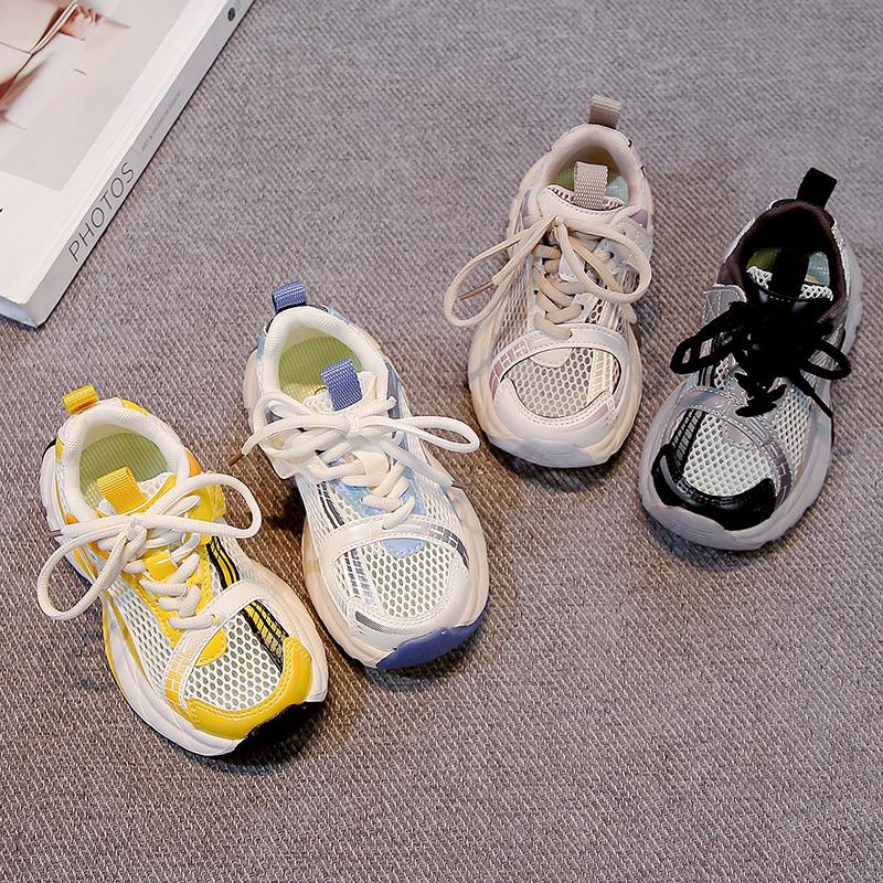 Students Tennis Shoes Mesh Breathable Kids Running Shoes Non-slip Thick Soft Sole 2025 New Children Basketball Shoes Trendy