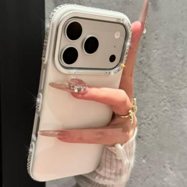 Rhinestone Large Window Anti-Drop Phone Case for Apple 17 Pro/Pro Max - Full Coverage, High-End Feel for Women
