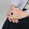 European and American Simple Glossy Black Gemstone Titanium Steel Ring Male Personality Fashion Wear Stainless Steel Jewelry