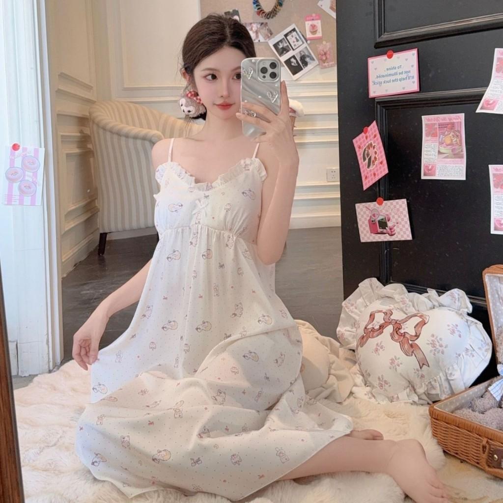 Girl Sleepwear Long Camisole Dress Ice Silk Breathable Summer Homewear For Teens