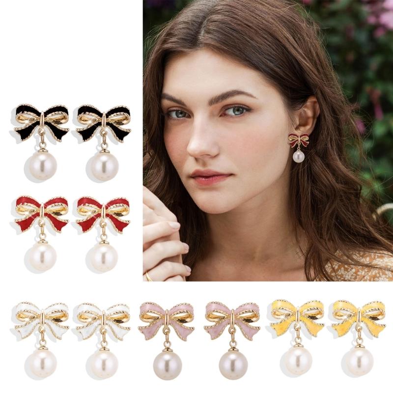 Exquisite Bowknot Drop Earrings Accessory Unique Ear Pendant Delicate Bowknot Ear Hooks Adornment for Daily Wear Dates