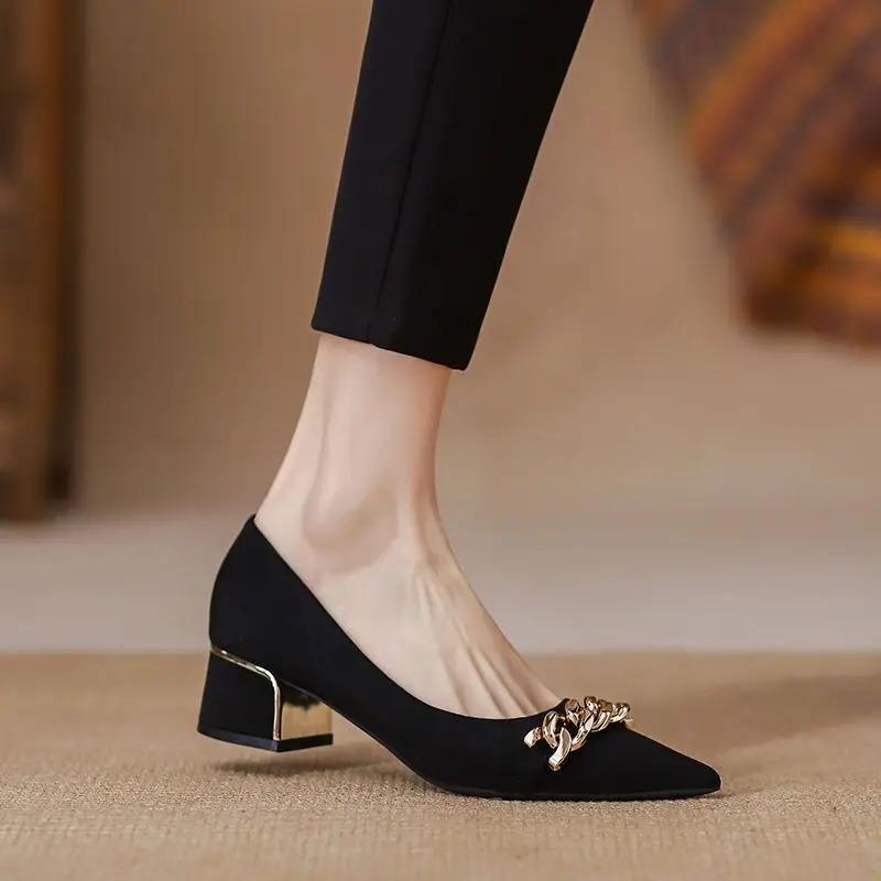 Office Woman Pumps Pointed Toe Shoes for Women with Medium Heels Moccasins Non Slip Quick Delivery Y2k On Offer Fashion Spring