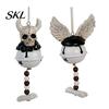 Reusable Halloween Bell Jingle Ornament, Gothic Bull Skull/Angel Wings Hanging Seasonal Decor Decoration for Tree, Party Home