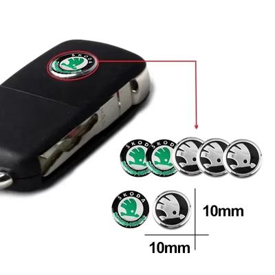 Pegatina de Aluminio para Mando de Coche 10mm Emblema Metálico para Skoda Enyaq A7 Octavia Kodiaq Fabia Superb Rapid Kamiq Karoq Derivati Yeti