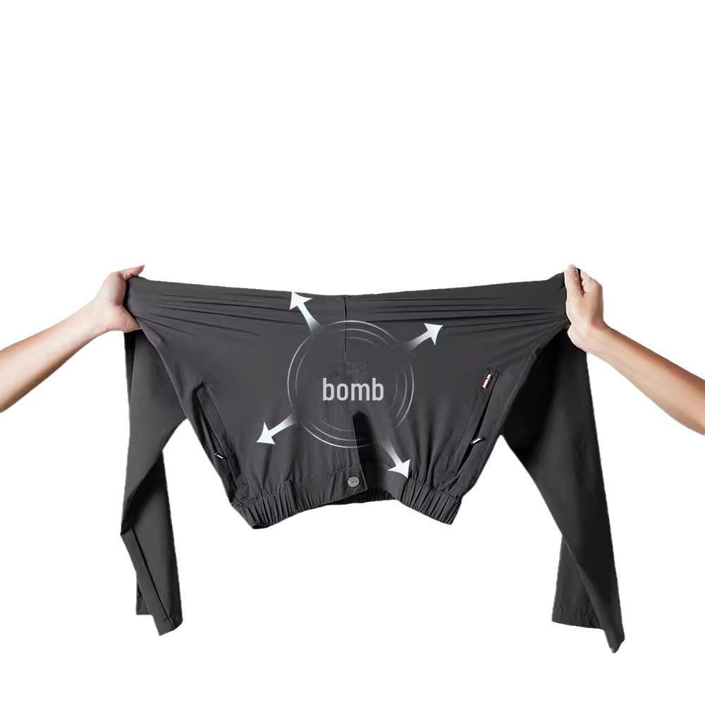 Men's Summer Quick-Dry Stretch Casual Outdoor Pants - Loose Fit, Large Size, Straight Leg Trousers