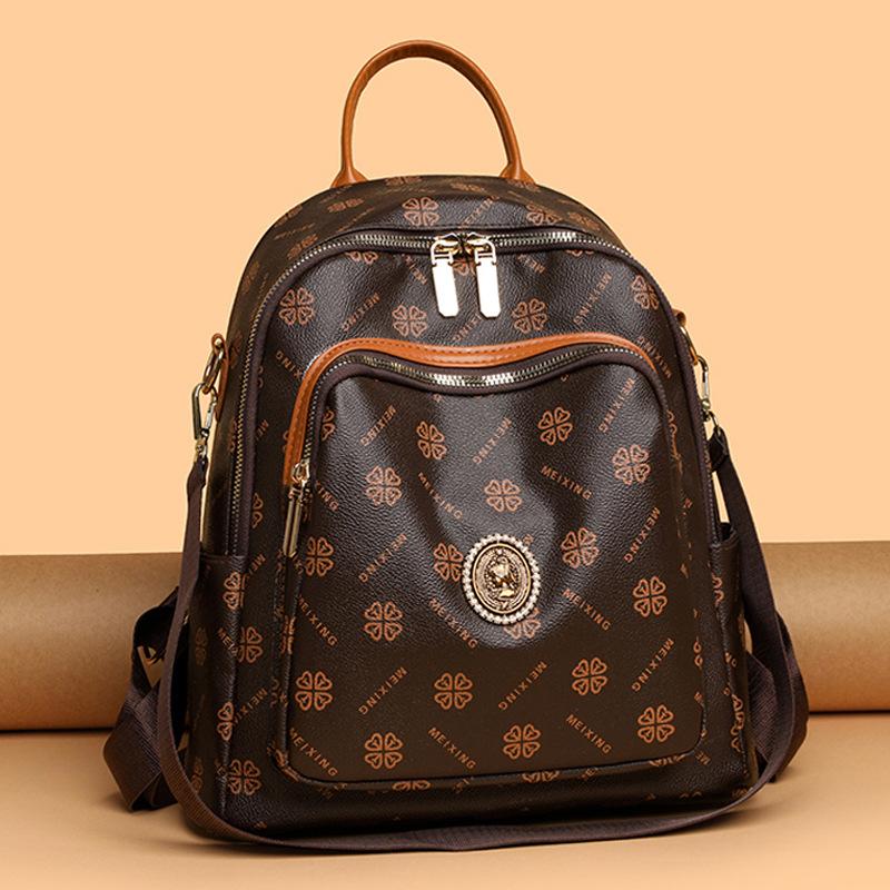 Plecak Vintage damski z nadrukiem dojeżdżający do pracy, wielofunkcyjny, szkolny, lekki plecak podróżny