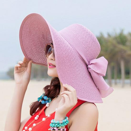 Women's Straw Sun Hat with Extra Large Brim - Summer Beach Vacation Foldable Hat