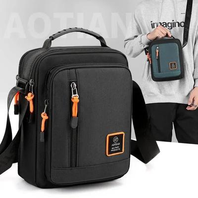 Petit sac à bandoulière 3 couches pour hommes, sac à main en Nylon Durable de haute qualité, sacoche Portable à rabat, Mini sac de taille