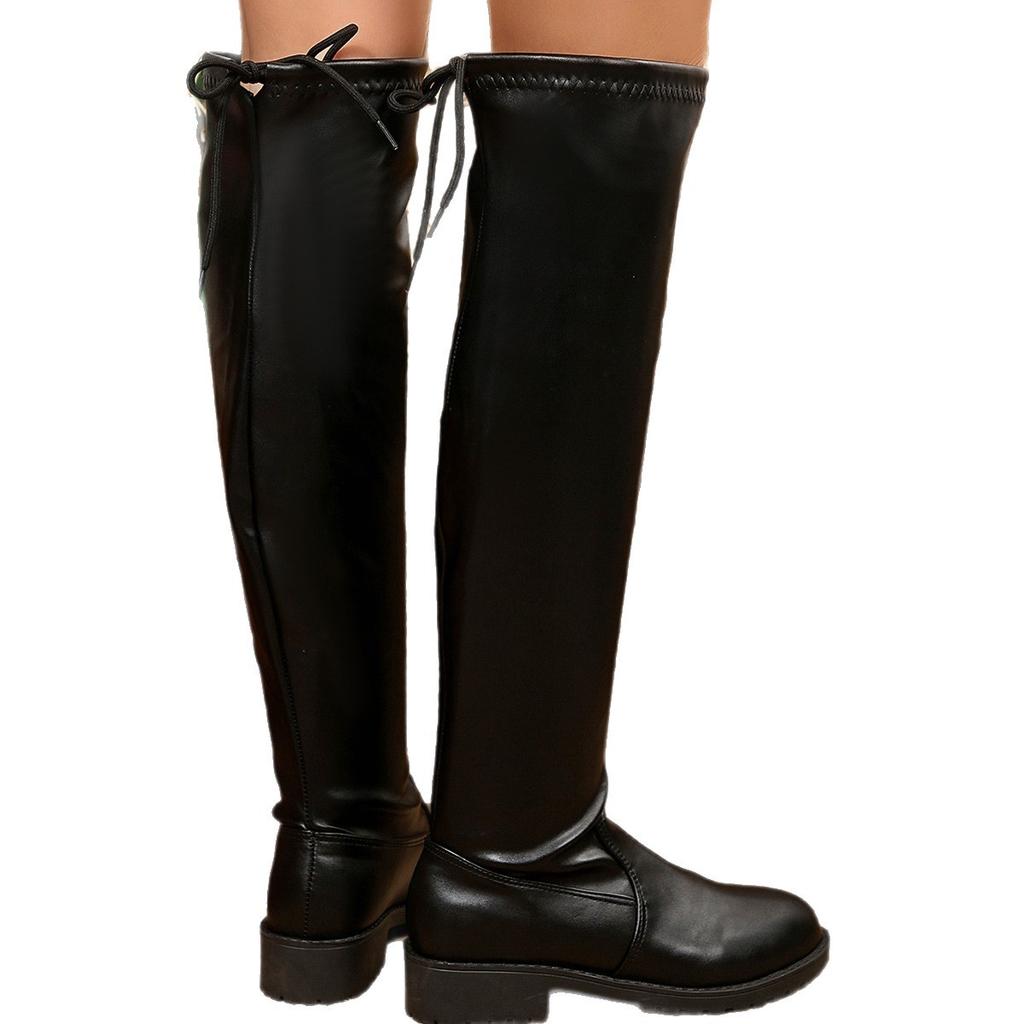 2025 autumn and winter new European and American style sexy and thin but knee knight boots foreign trade large size thick heel boots women
