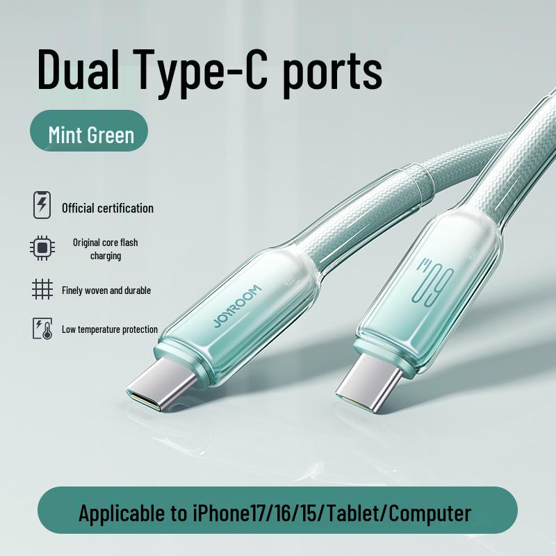 Jiletang 60W Fast Charging Crystal Clear Data Cable for iPhone 16 & Apple 15