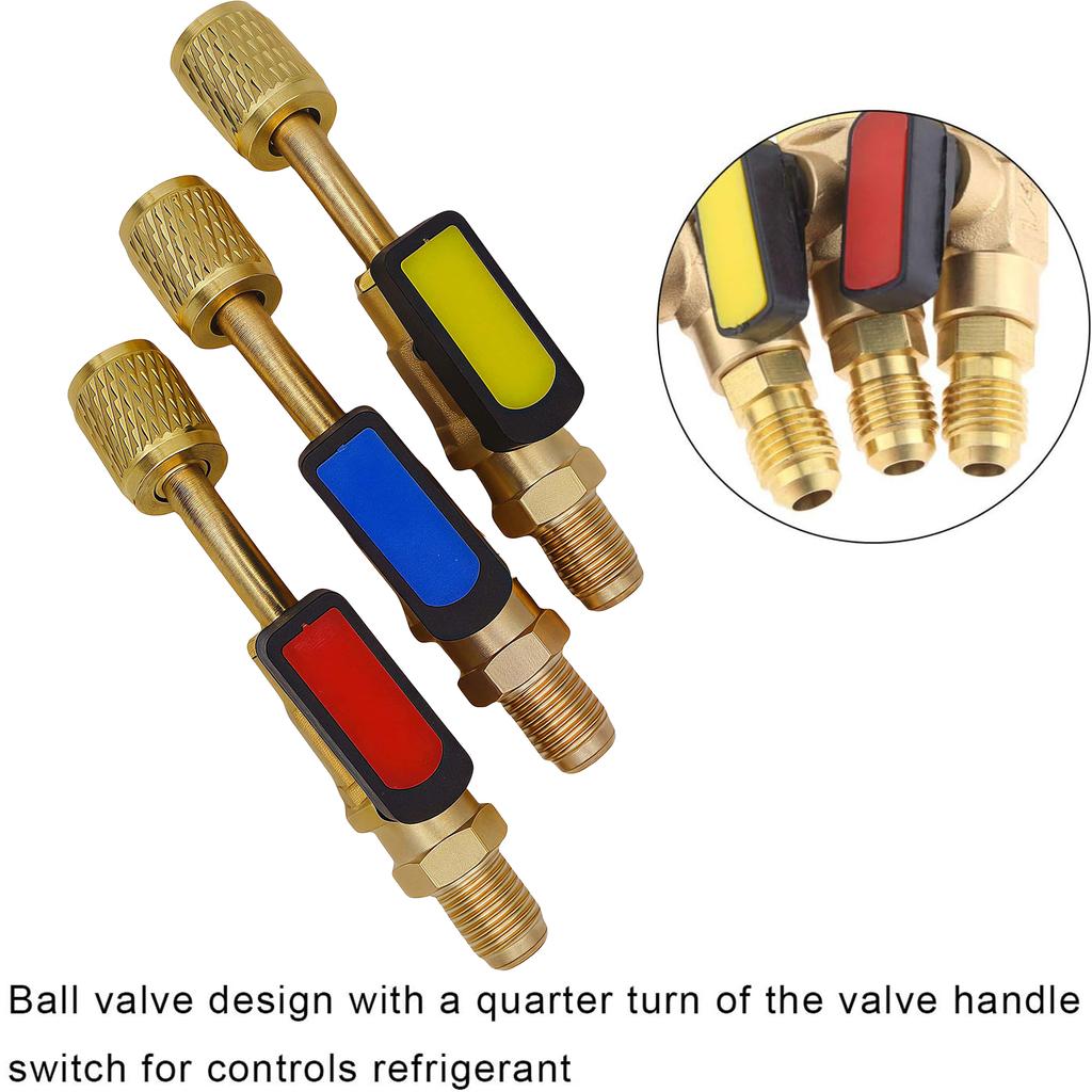 R22 Refrigerant Ball Valve Brass Air Conditioning Refrigerant Shut-Off Valve Connecting To Hose Refrigeration Tool R410a Adapter