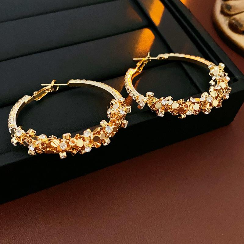 Meier Silver needle diamond-accented metal round hoop earrings - unique & trendy earrings