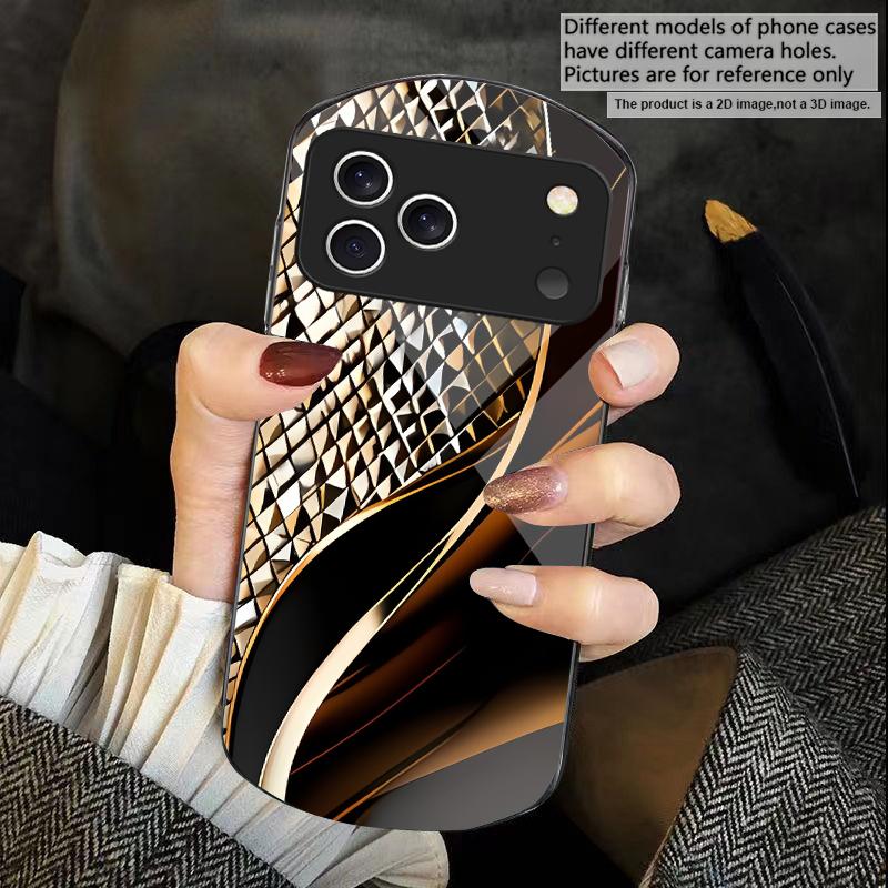 Abstract Geometry Art For iPhone 17 16 15 14 Pro 13 Plus 12 Mini 11 Pro Max XR X S 7 8 Elliptical Tempered Glass Phone Case