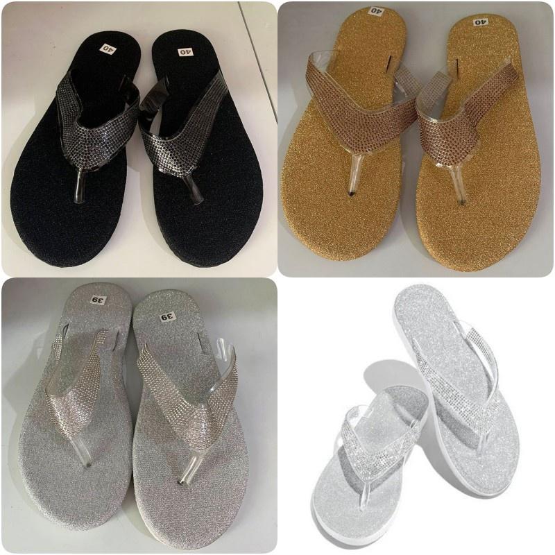 2022 Summer New Arrivals Plus Size Casual Rhinestone Flat Women's Slipper In Stock