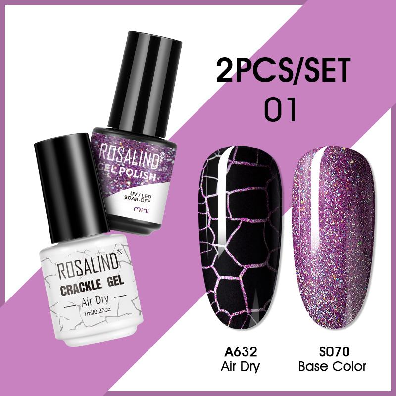 

ROSALIND 2 шт. гель-лак для ногтей цветной гель-лак для ногтей с кракелюром гель-лак для растрескивания ногтей быстросохнущий гель для дизайна ногтей