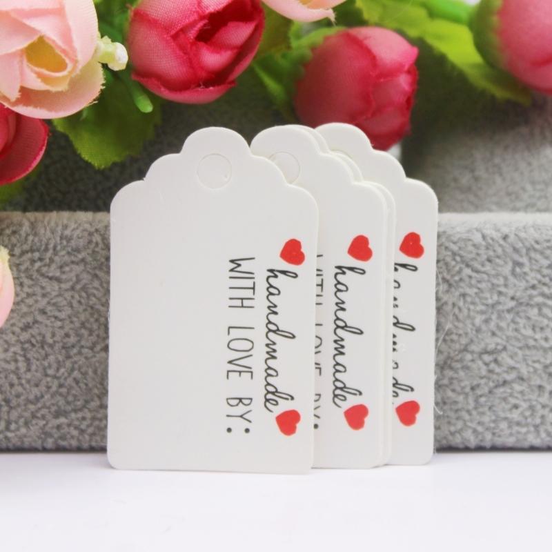 100 szt. + 100 sznurków 3x5 cm biały/papier kraft. Dziękujemy za ręczne wykonanie zawieszki do etykiety