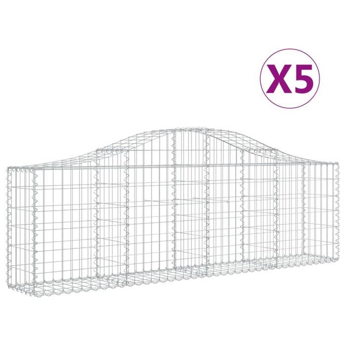 VidaXL 5x Paniers à Gabions Arqués Cages à Gabions Arquées Murs de Gabion Barrières de Jardin Terrasse Extérieur 3145391