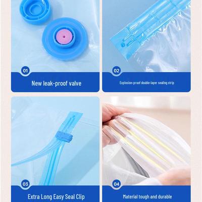 Transparent Blue Vacuum Compression Bag for Clothes and Quilts