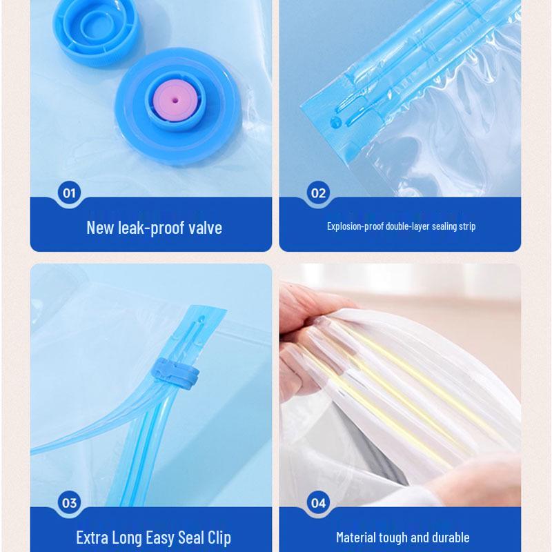 Прозрачный синий вакуумный компрессионный мешок для одежды и одеял 3550 cm Hand Roll without Valve 567₽