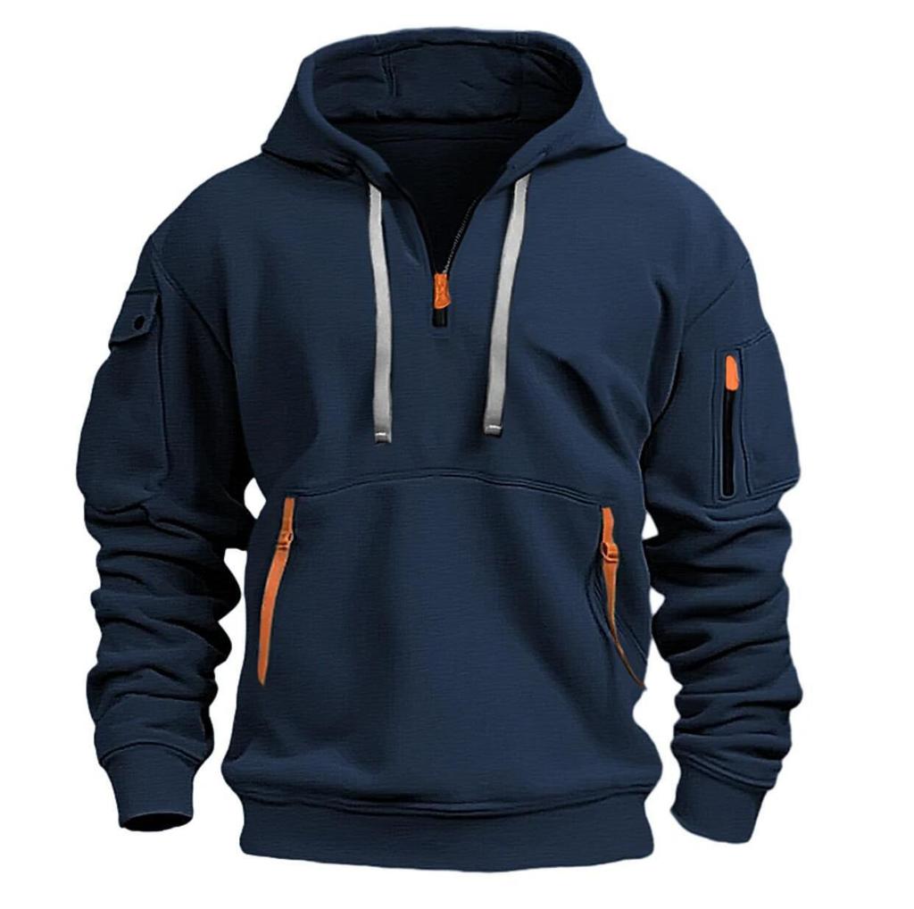 Spring and Autumn Men's Sweater Hoodie Zipper Multi-Pocket Pullover Men's Sports Casual Jacket