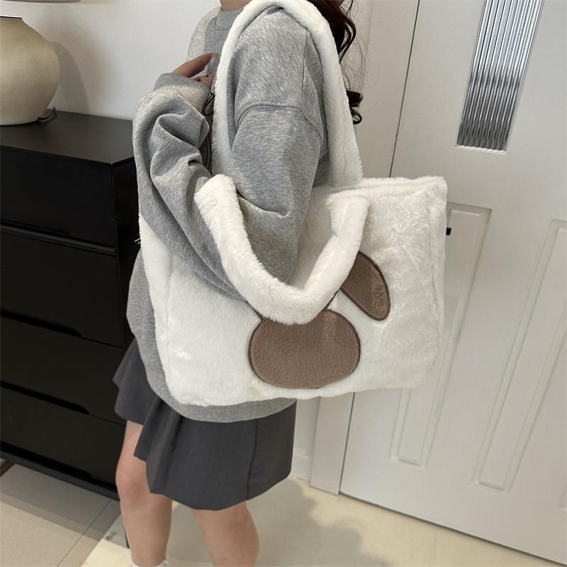 Large Capacity Plush Tote Bag Women Winter New Street Fashion Shoulder Bag