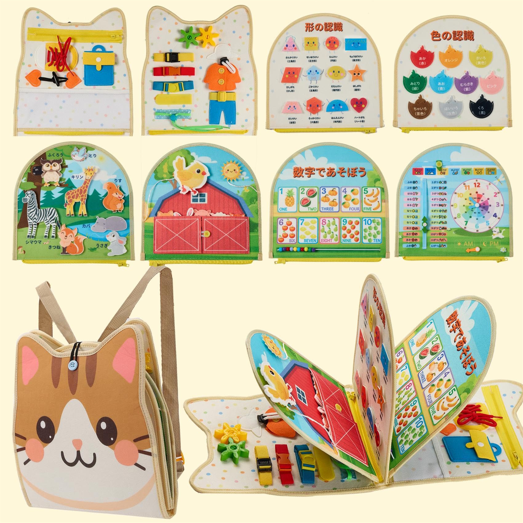 

Qiqutop Montessori Educational Busy Ages Boys and Birthday Practice Life Prep for Button Learn and Prep for Outings Toy, Board, 1, 2, 3, 4, 5, Girls,