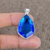 Blue Topaz Gemstone Handmade 925 Sterling Silver Jewelry Pendant 1.77" KKG-58