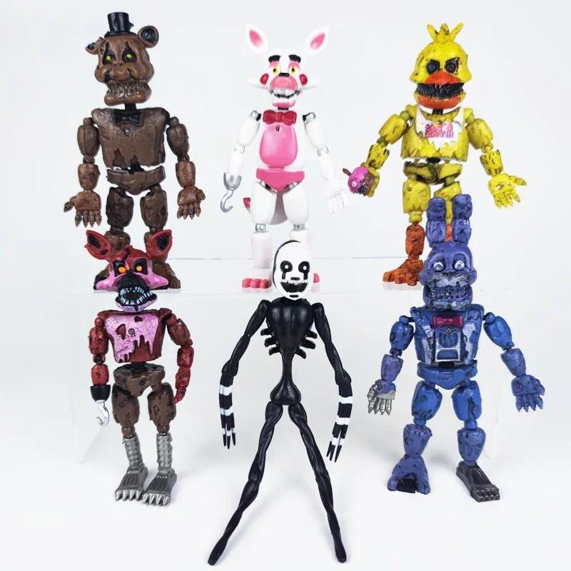5-6Pcs/Set FNAF Security Breach Action Figures Joint Movable Detachable Bonnie Foxy Fazbear Bear Doll Playthings