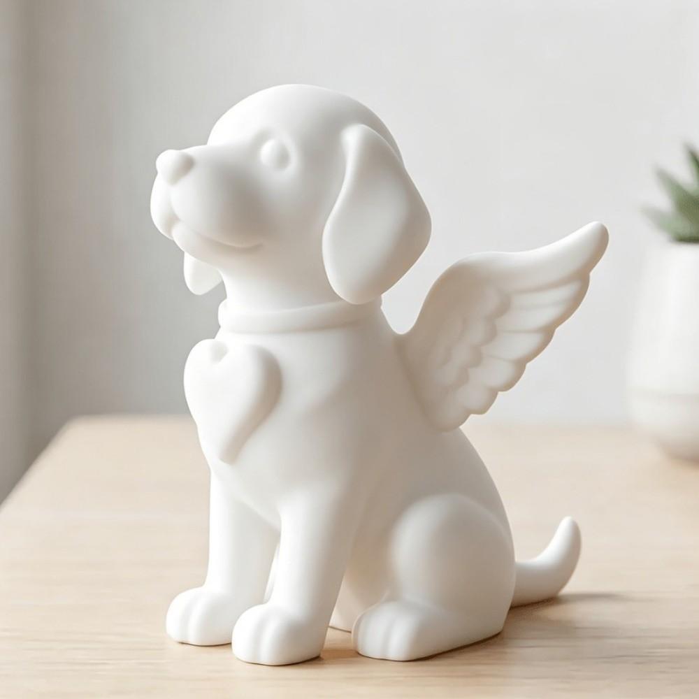 3D Printed Angel Dog Statue Smooth Surface Pet Memorial Statue Home Desktop Decor