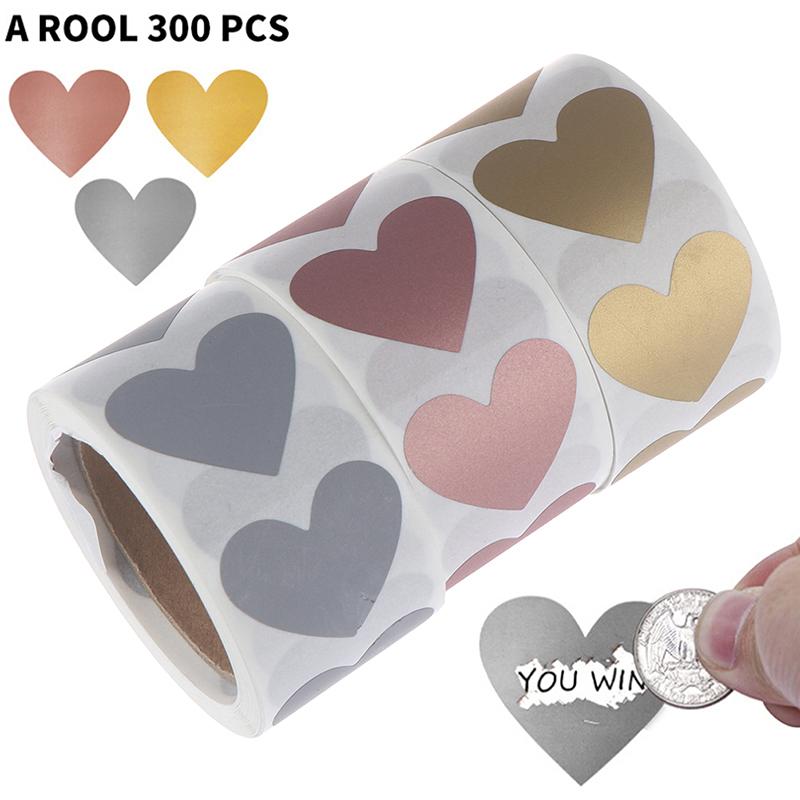 300Pcs Round Heart Laser Scratch Off Stickers Surprise Labels Secret Code Cover Sticker Activity Card Self-Adhesive Sticker