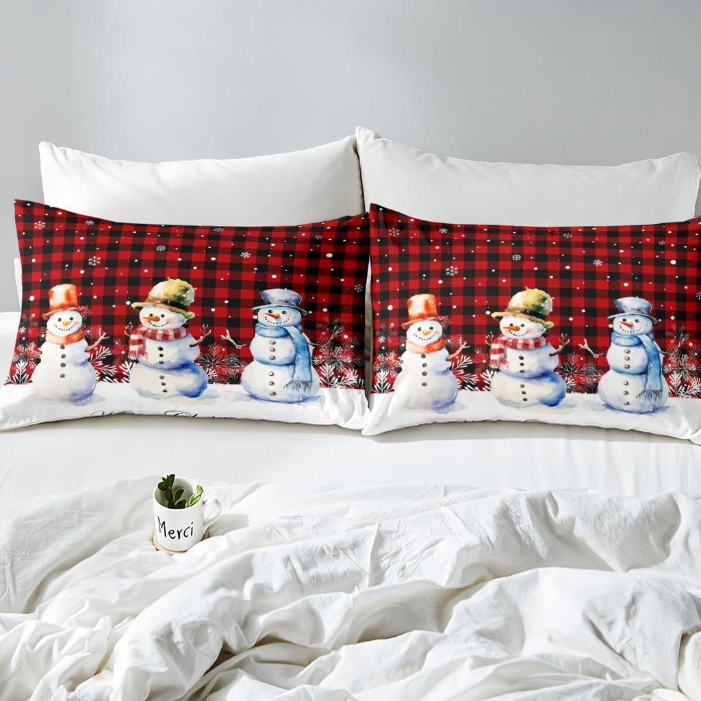 Christmas Snowman Down Comforter Set Bedding Set 3-piece Duvet Cover Set