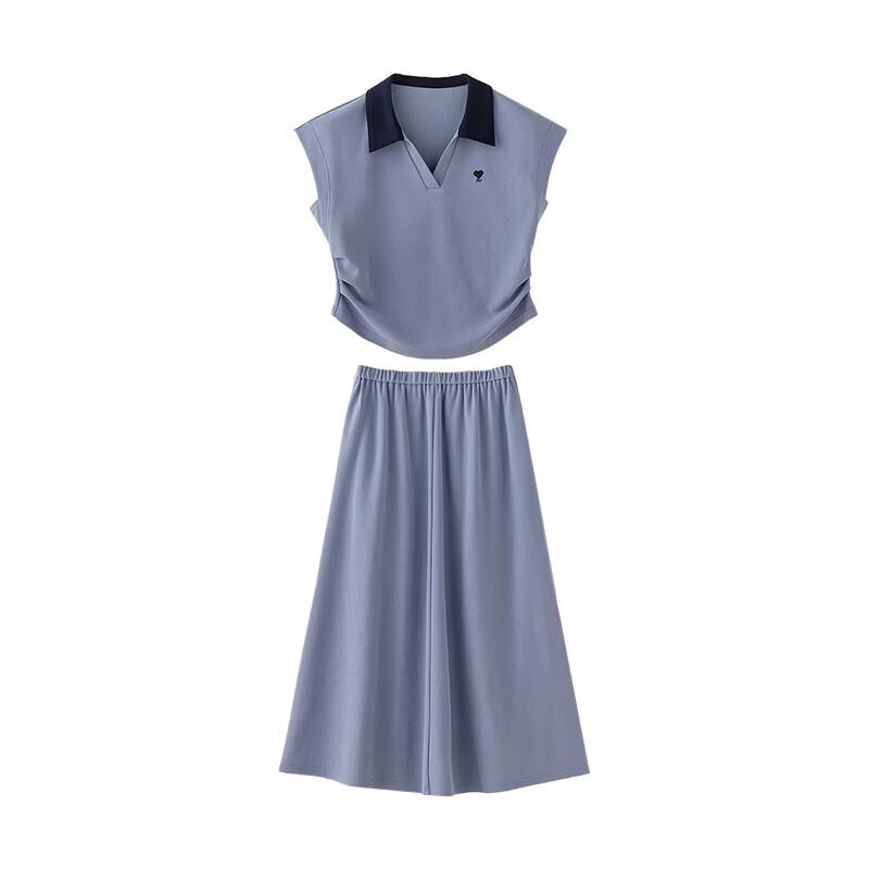 Chuyu Contrast Two-Piece T-shirt & Skirt Set