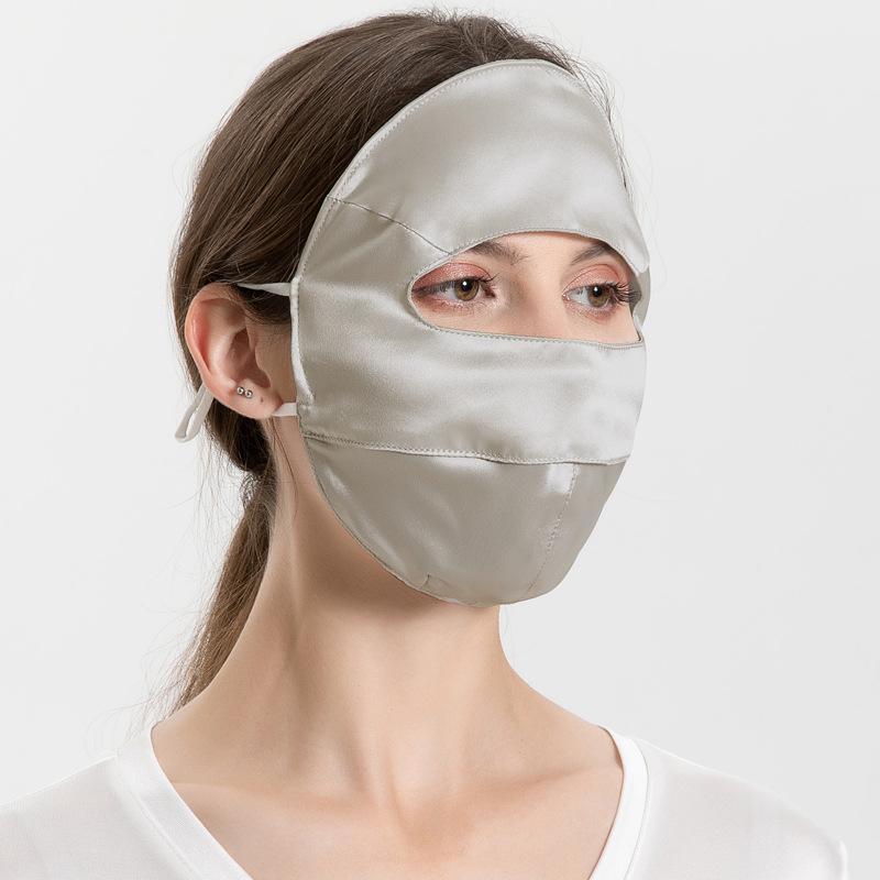 Women‘s Comfortable 100% Silk Sun Protection Face Cover Full Face UV Protection Mask Breathable Summer for Cycling Driving