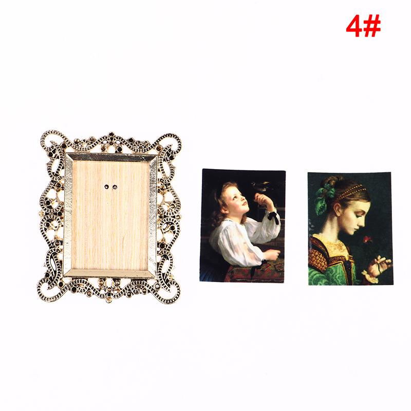 Dollhouse Miniatures 1/12 European Vintage Picture Frame Hanging Famous Painting Mural Wall Picture Photo Frame Simulation Model