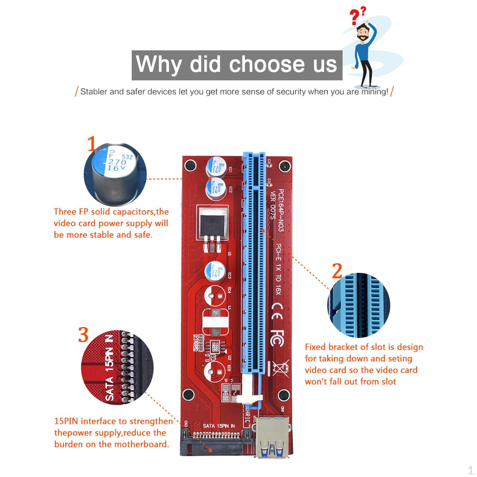 

VER007 Адаптер PCI GPU Riser Card 007S для -
