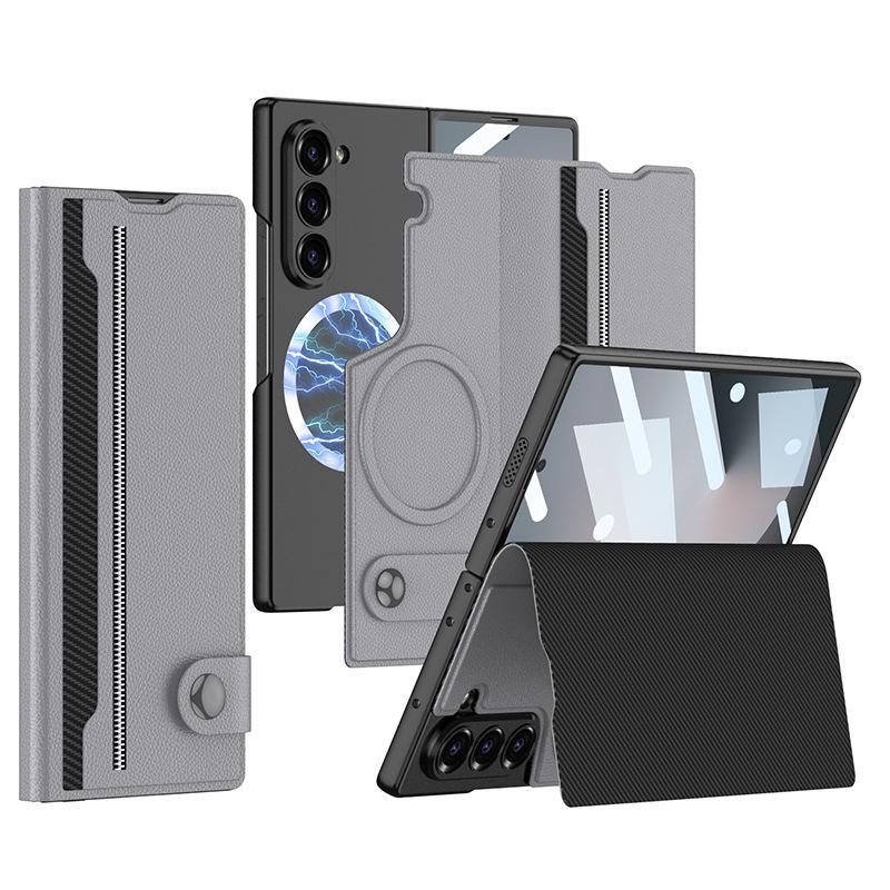 Samsung Z Fold6 Business Magnetic Leather Flip Case - Personalized, New Protective Cover