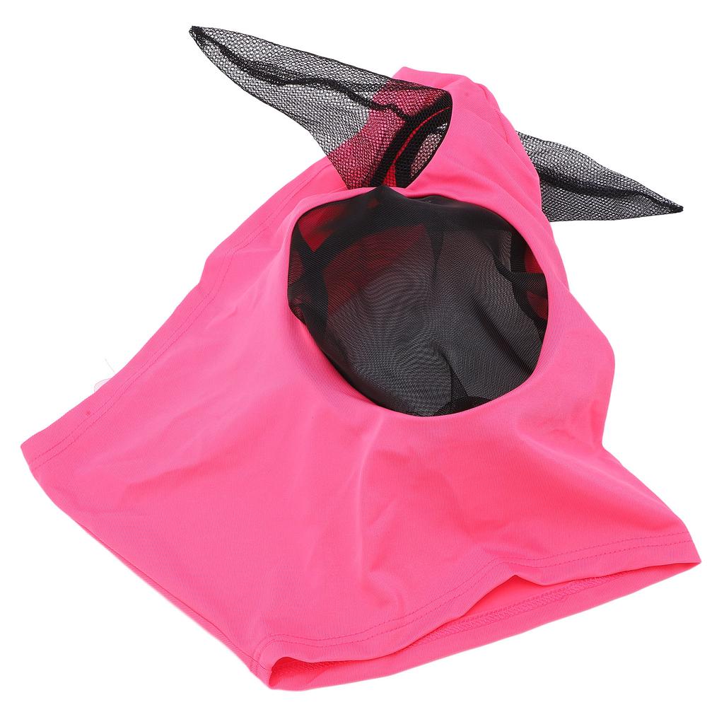 Horse Fly Mask Breathable Comfortable Soft Knitted Fabric Additional Fine Mesh Horse Face Mask Pink