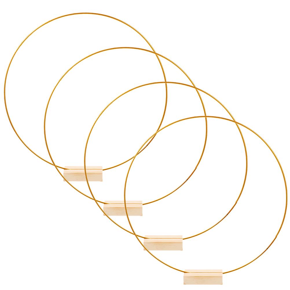 2 Set Garland Hoop Decoration Centerpieces for Tables Dream Catcher Round Wreath Frame Gold with Stand Flower Hoops Metal Rings