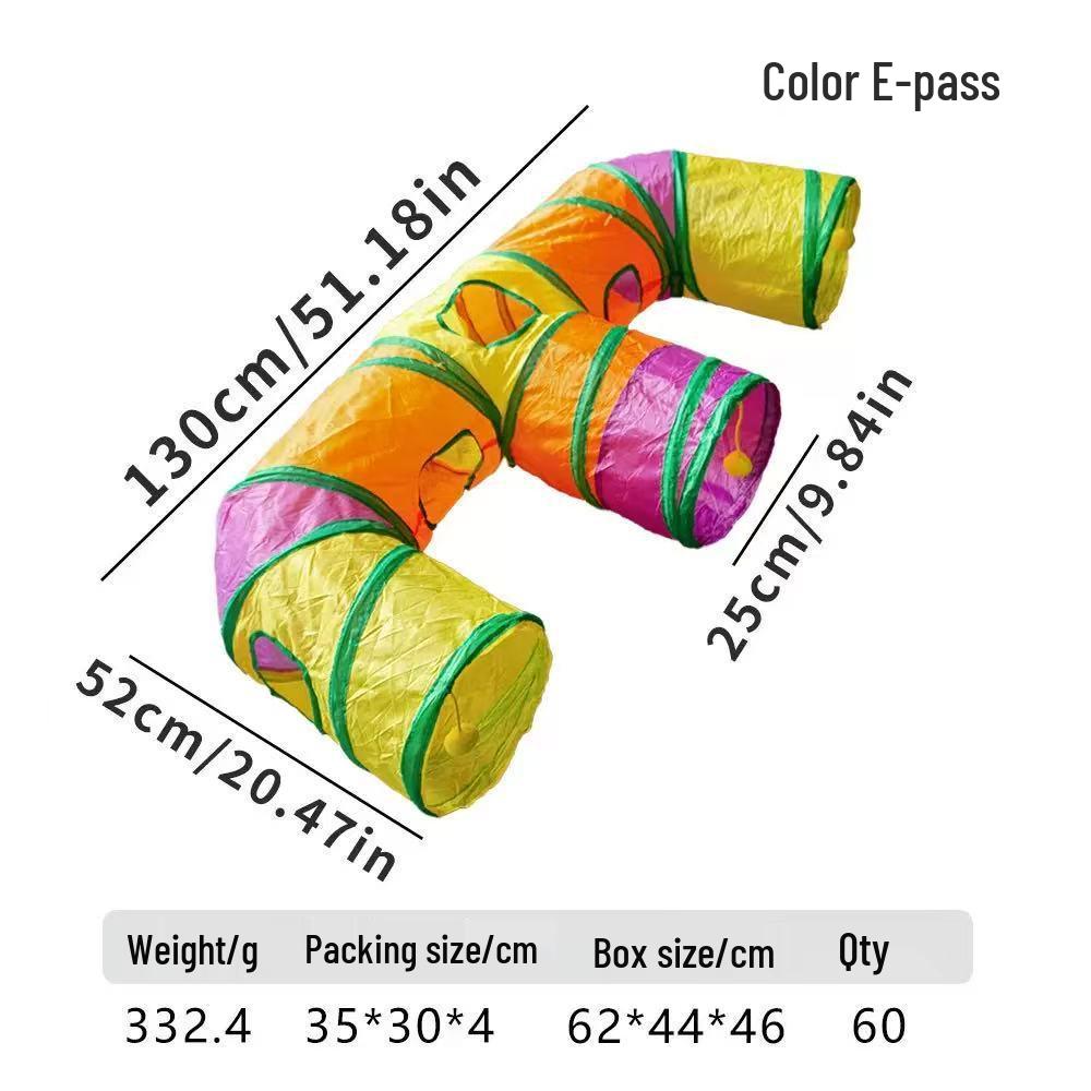 Rainbow Three-Way Foldable Cat Tunnel Toy