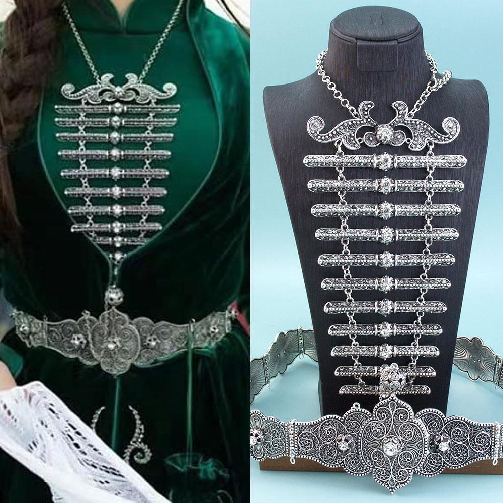Chic Caucasus Belt Dress Waist Chain Breastplate Necklace Slavic Bridal Wedding Jewelry Sets For Women Turkish Ethnic Bijoux