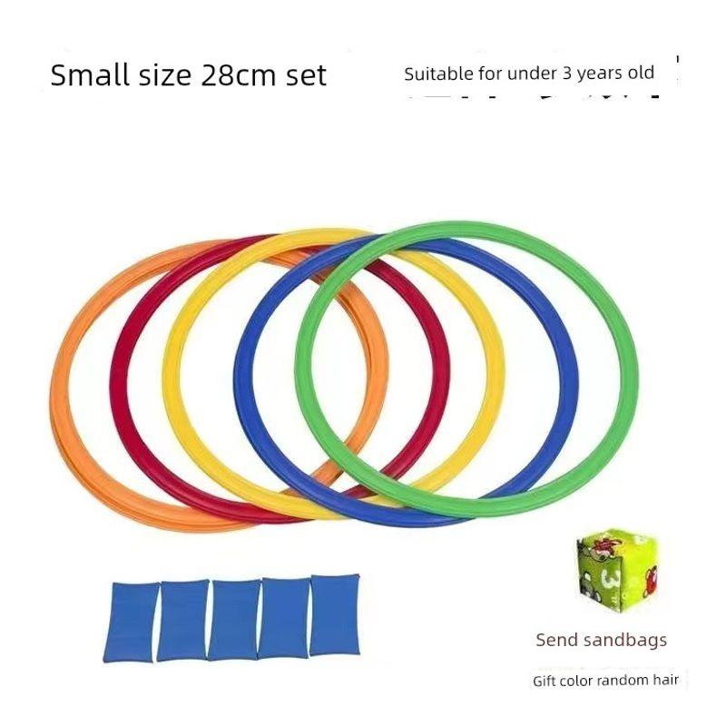 

Kindergarten Kids Hopscotch Jumping Plaid Jumping Circle Ring Physical Fitness Agility Training Ring Sensory Training Sports Equipment Toys Medium 28cm5 circle +5 buckle to send sandbags