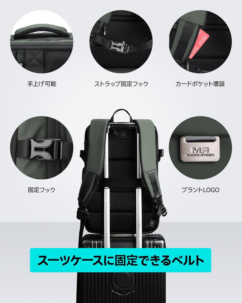 Business Expandable Backpack for Large Fits YKK USB Backpack for Business Travel [MARK RYDEN] Backpack, Backpack, Men, Waterproof, 3-Way Design,