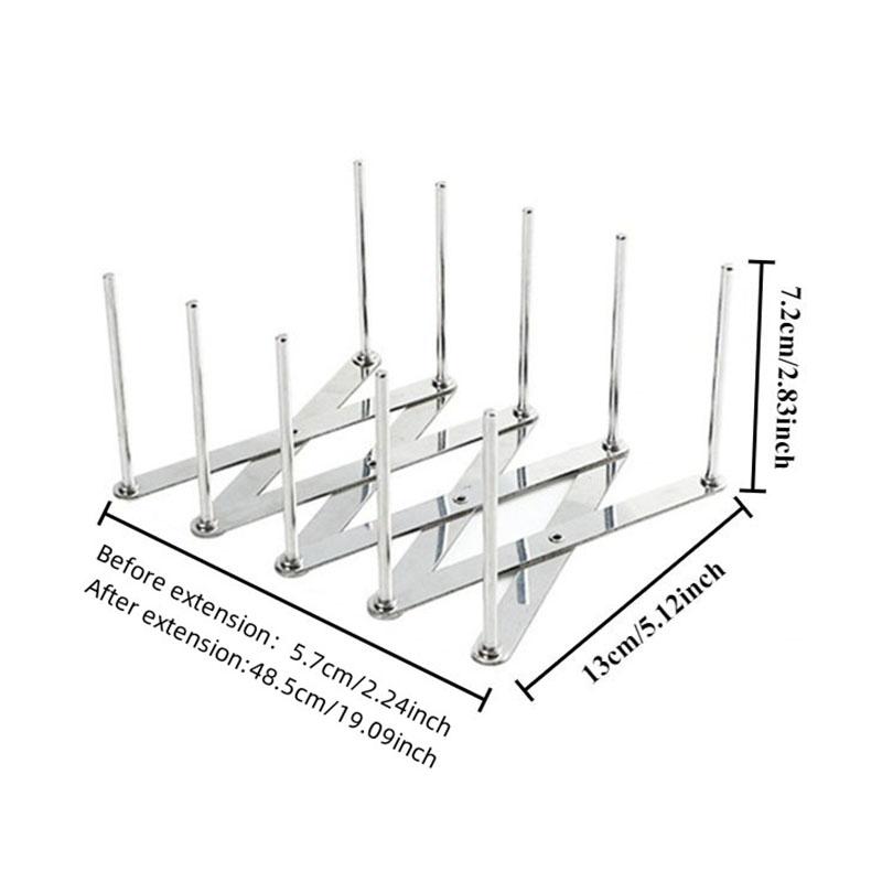 Adjustable Stainless Steel Kitchen Rack - Multi-Purpose Extendable Dish Drainer with Utensil Holder for Pots Lids